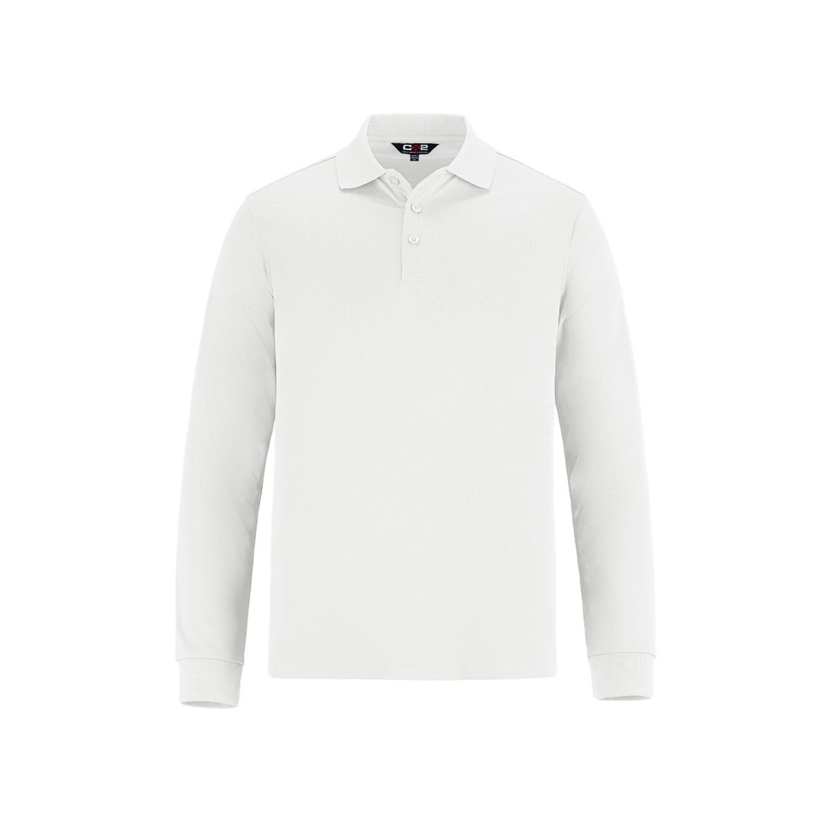 Long Sleeve Polo in White