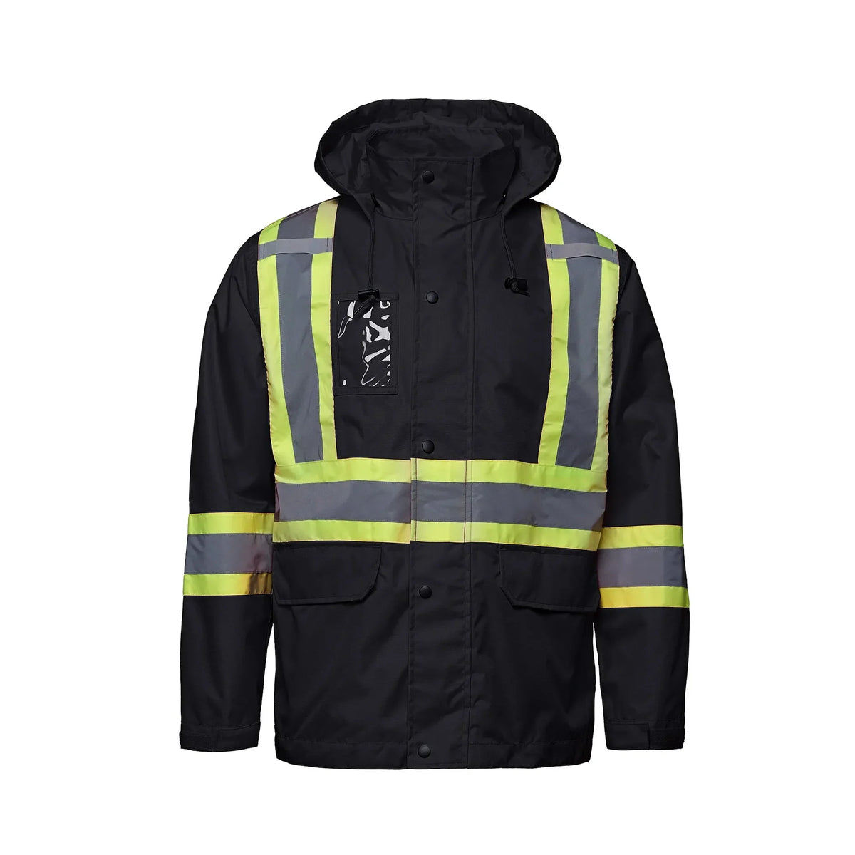 Hi-Vis Rain Jacket in Black