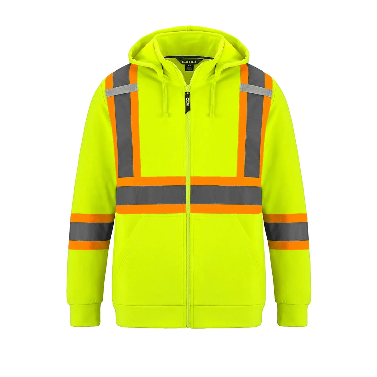 Hi-Vis Zip Hoodie in Fluorescent Yellow