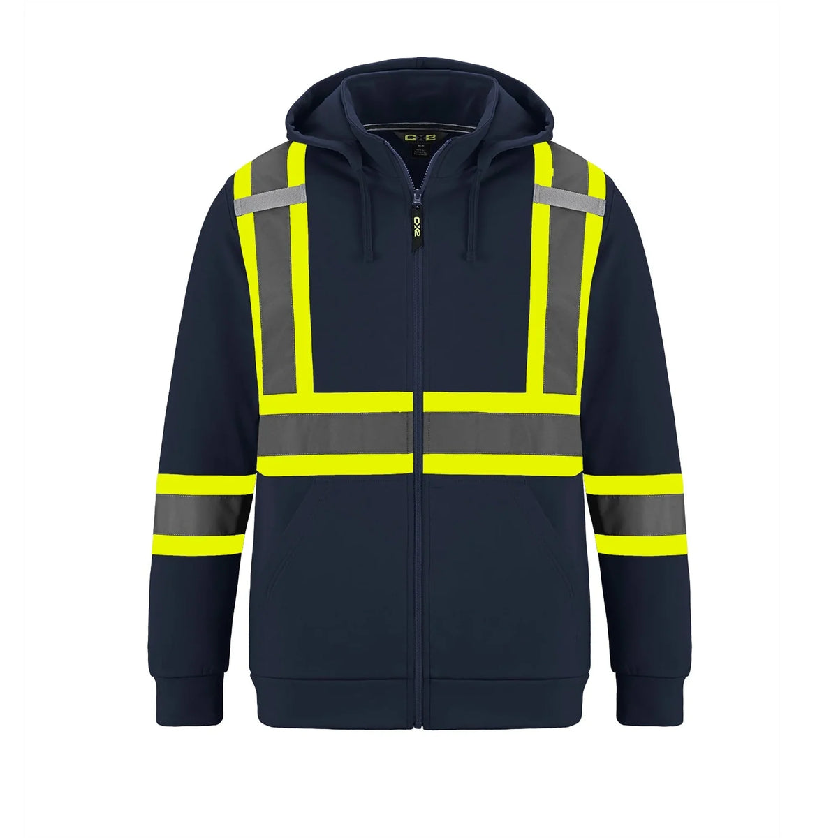 Hi-Vis Zip Hoodie in Navy