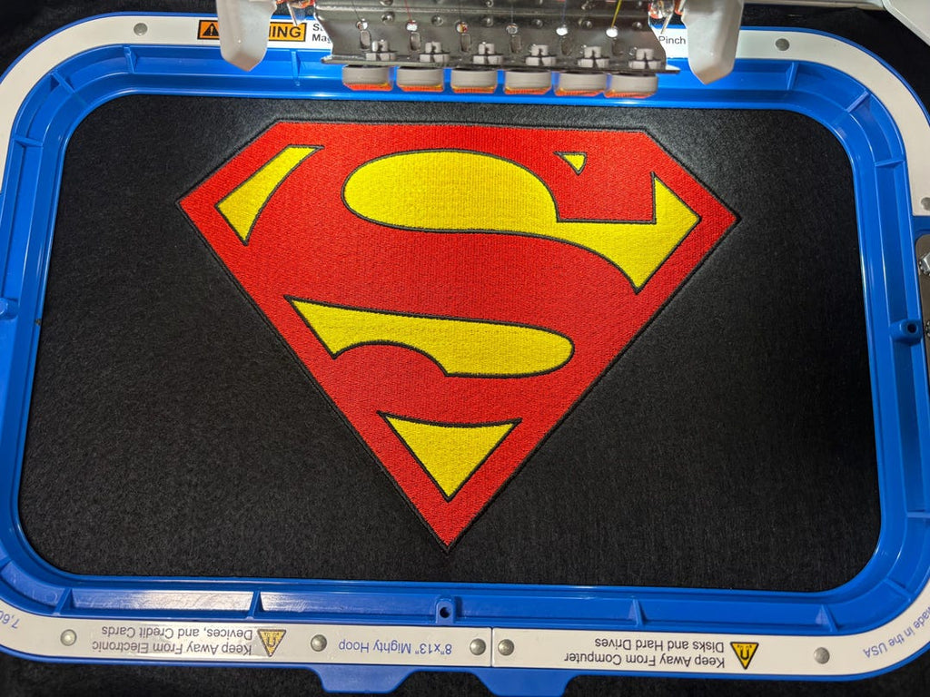Superhero embroidery design detail