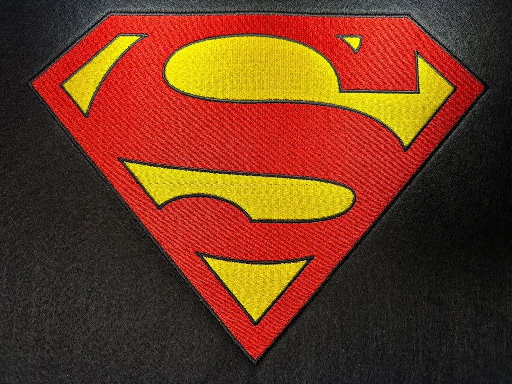 Superhero embroidery design stitched example