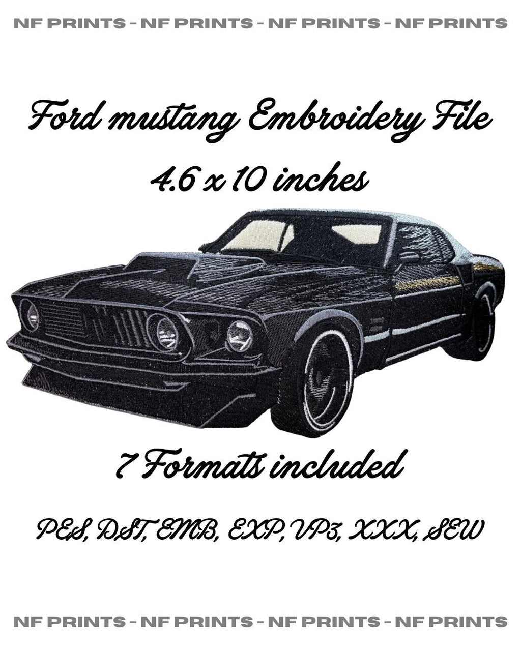 Mustang Boss machine embroidery design 4.6x10 in