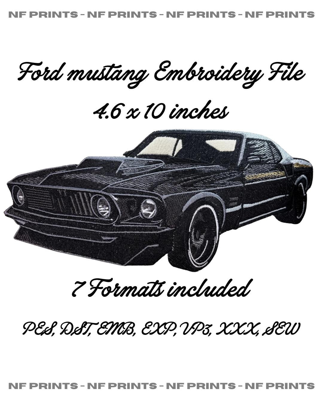 Mustang Boss machine embroidery design 4.6x10 in