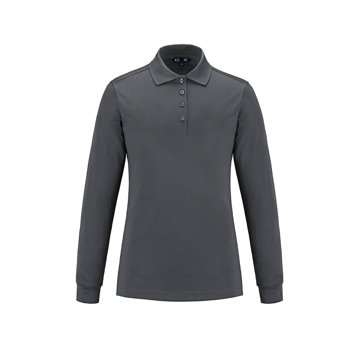 Ladies Long Sleeve Polo in Steel Grey