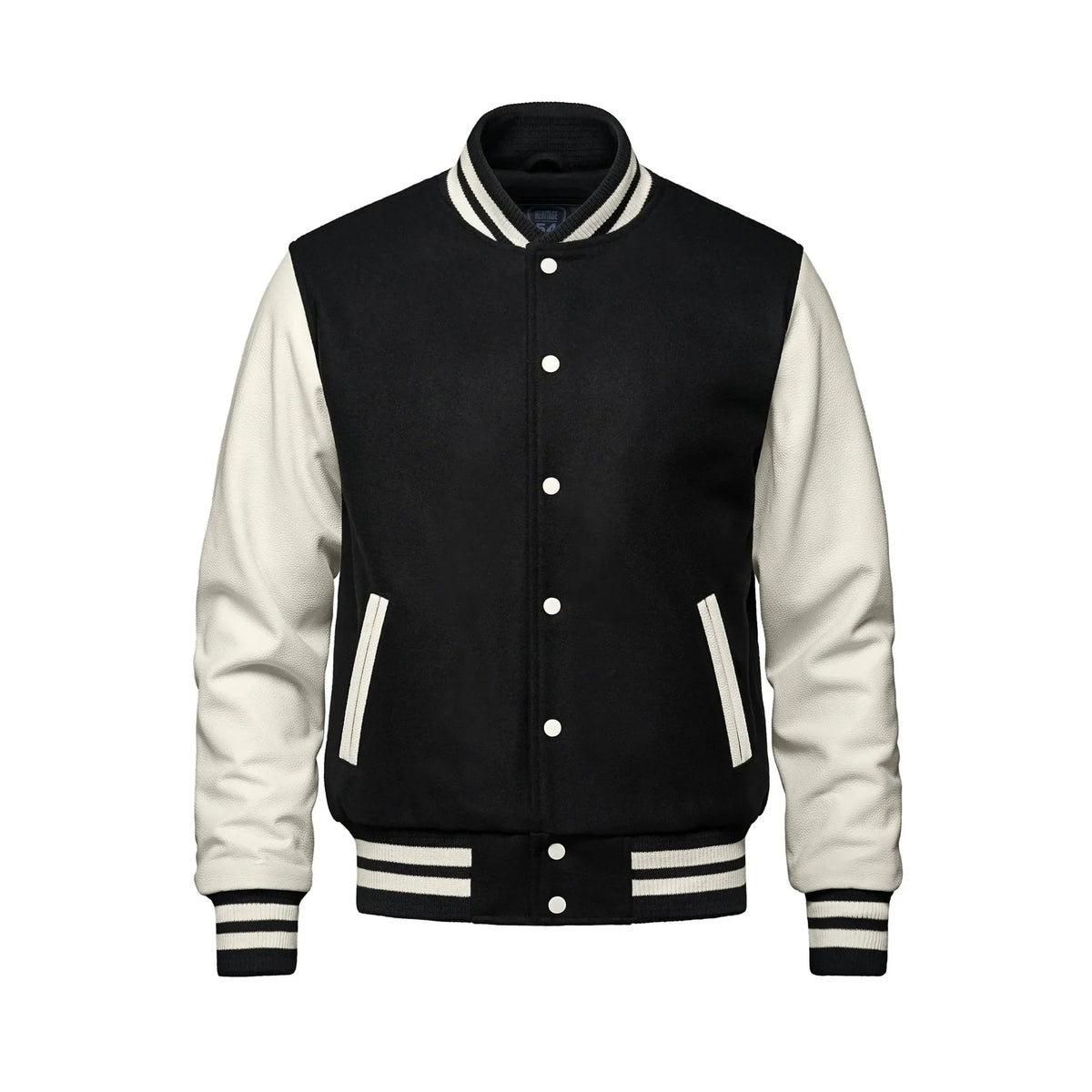 Varsity Jacket in Black/Bone