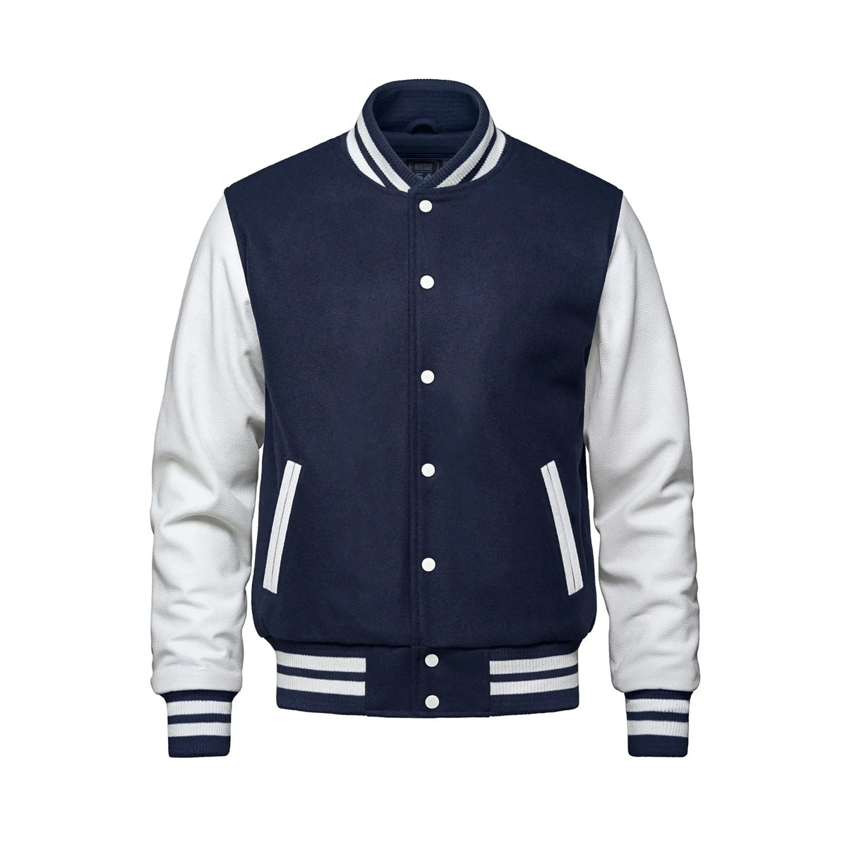 Varsity Jacket in Navy/White